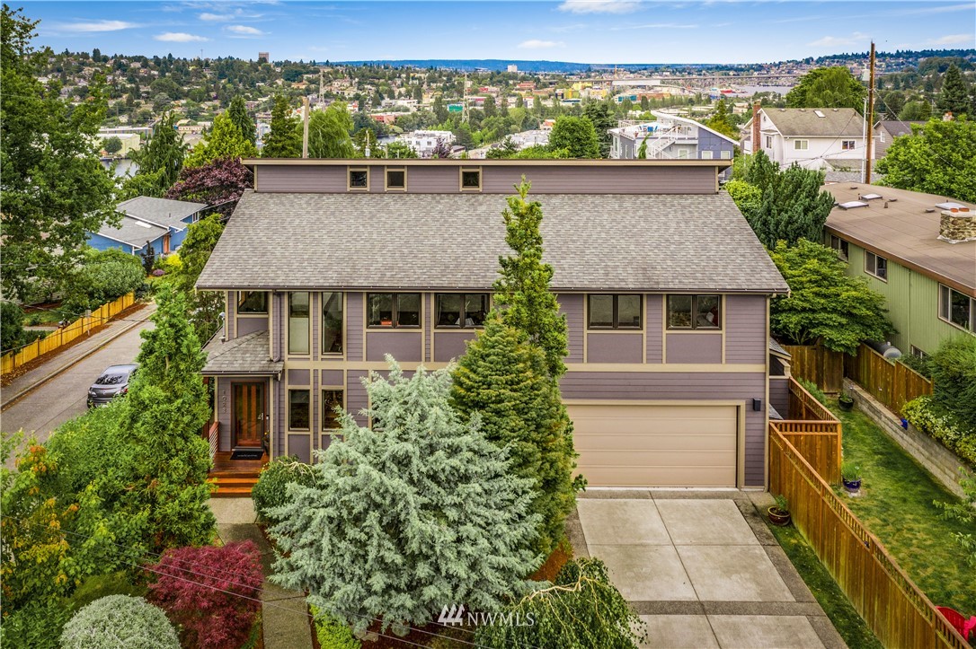 an aerial view of a house