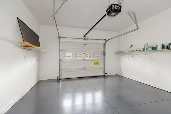 a view of a room with racks on the wall