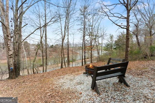 97 Cherokee Road Toccoa, GA 30577 - Photo 26 of 30 This tranquil outdoor space features a fire pit and benches, perfect for enjoying nature.