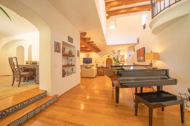 a view of a balcony with chairs