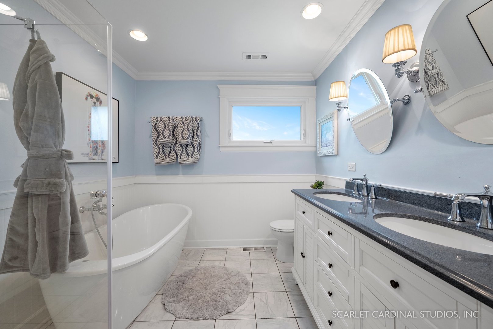 432 Countryside Drive Wheaton, IL 60187 - Photo 18 of 29 a bathroom with a granite countertop sink mirror and bathtub
