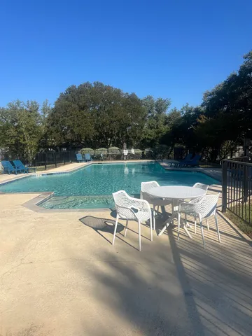 a view of a yard with plants and trees