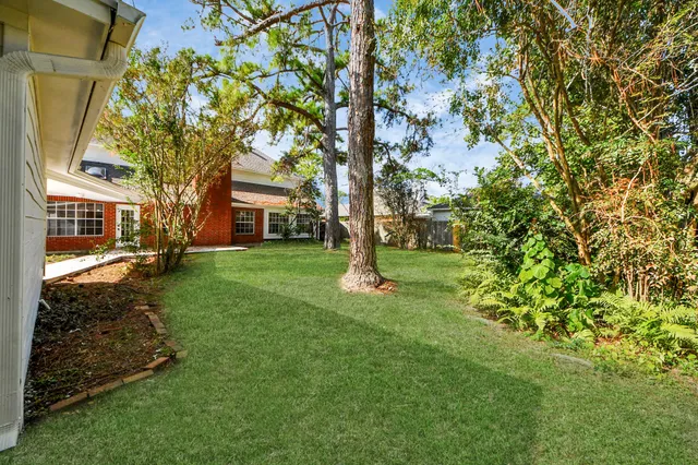 a view of backyard with green space
