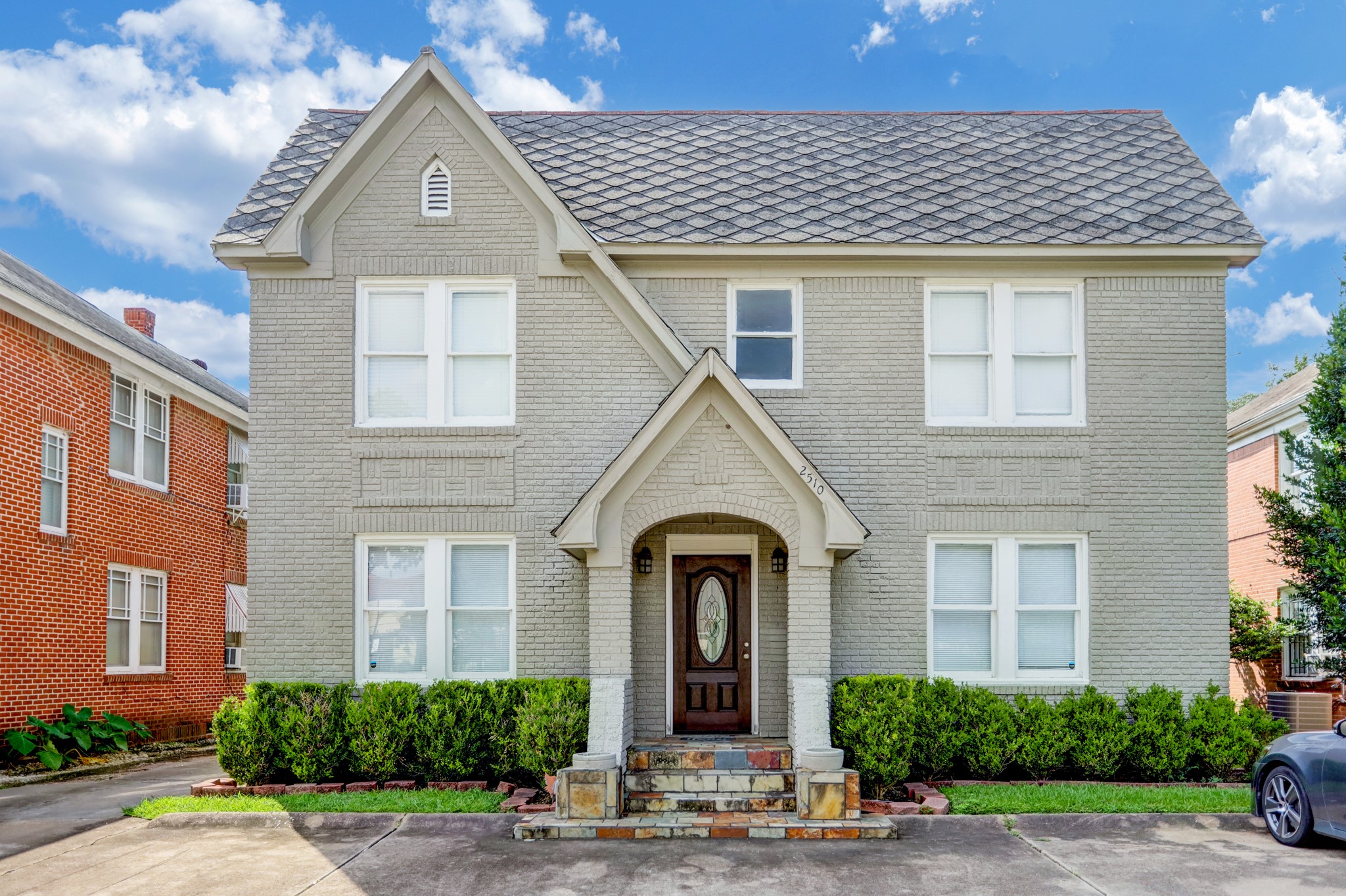 a front view of a house