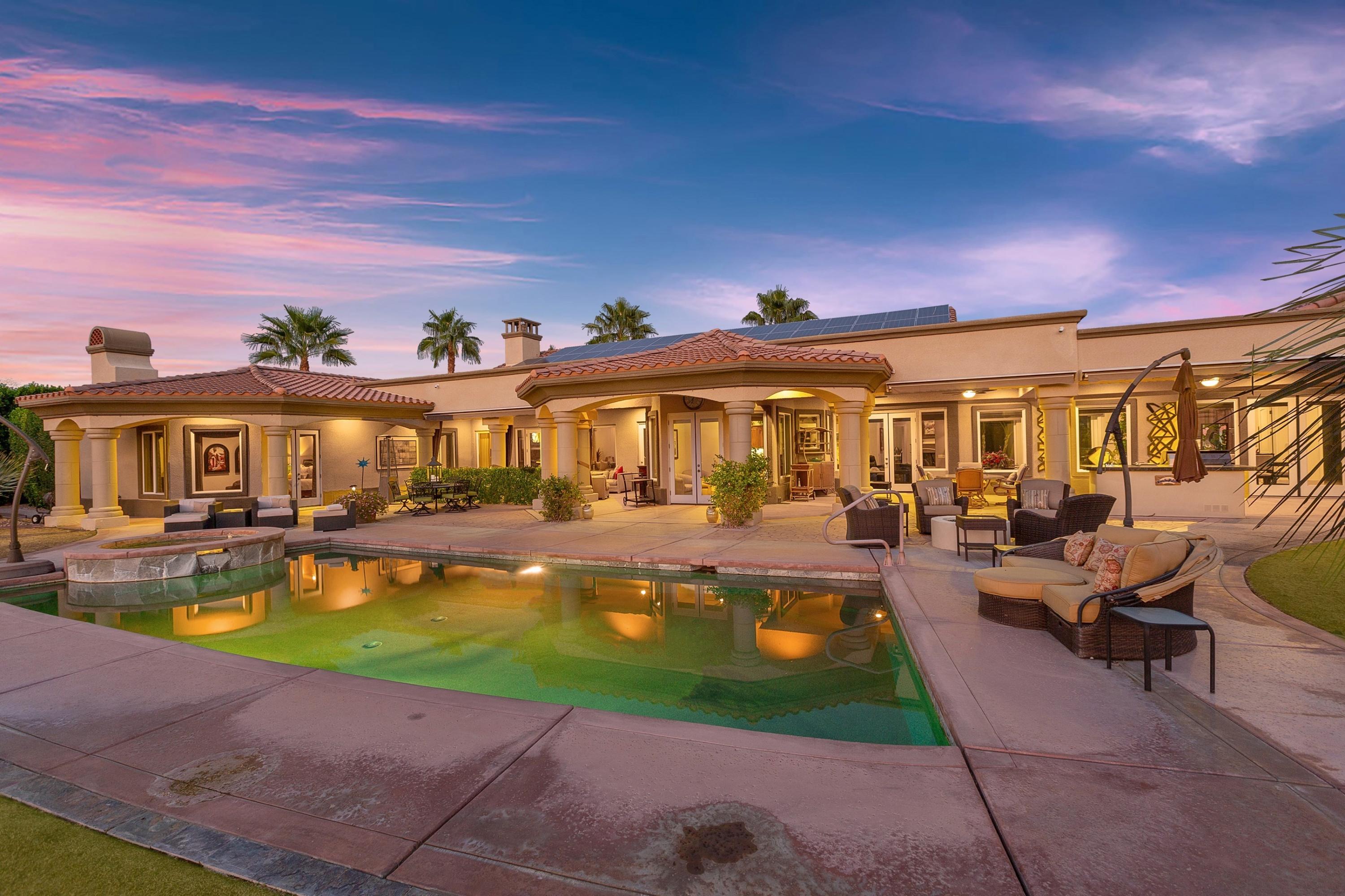 2 Ascona Terrace Rancho Mirage, CA 92270 - Photo 74 of 81 076_Back of Home at Twilight