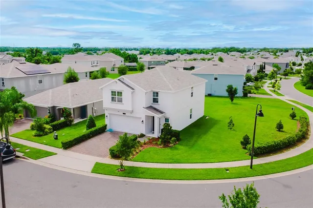 an aerial view of a house