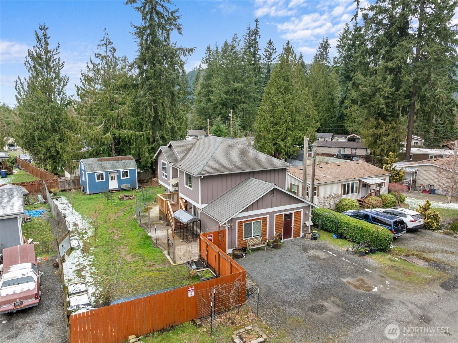 12808 East Macs Loop Road Granite Falls, WA 98252 - Photo 19 of 23 an aerial view of a house with a garden