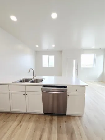 a view of an empty walk in closet