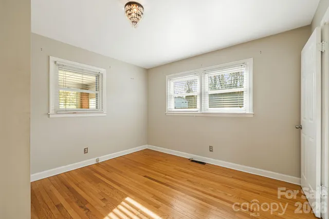 a view of a room with a window