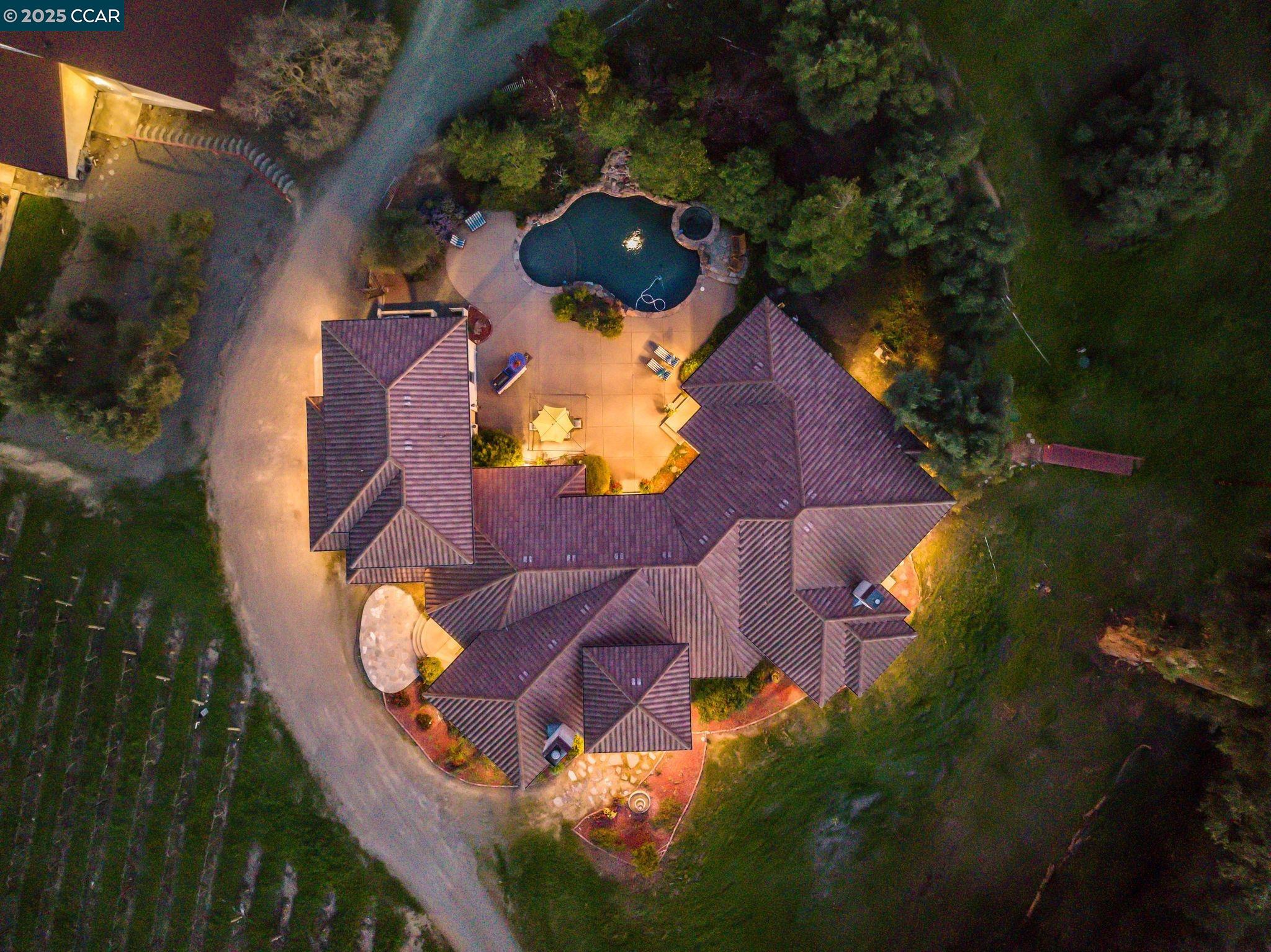 633 Kalthoff Common Livermore, CA 94550 - Photo 57 of 60 an aerial view of residential house with outdoor space and swimming pool