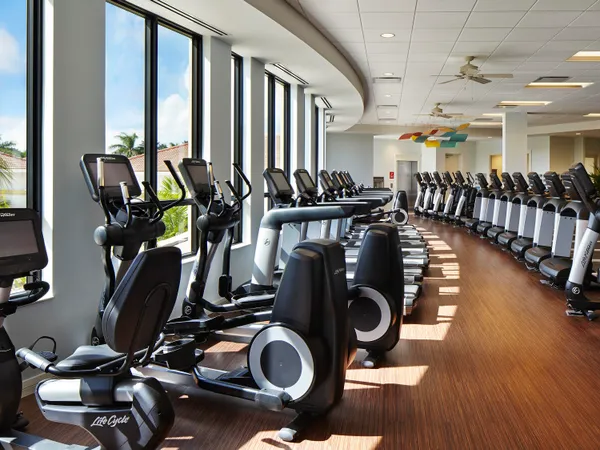 a view of a room with gym equipment