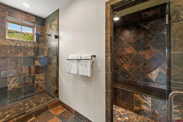 a bathroom with a shower