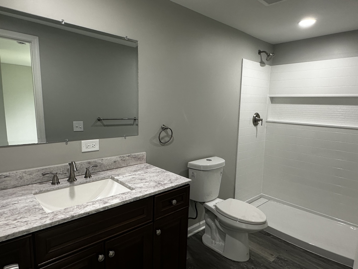 764 Brooklyn Road West Brooklyn, IL 61378 - Photo 23 of 33 a bathroom with a granite countertop sink toilet and shower