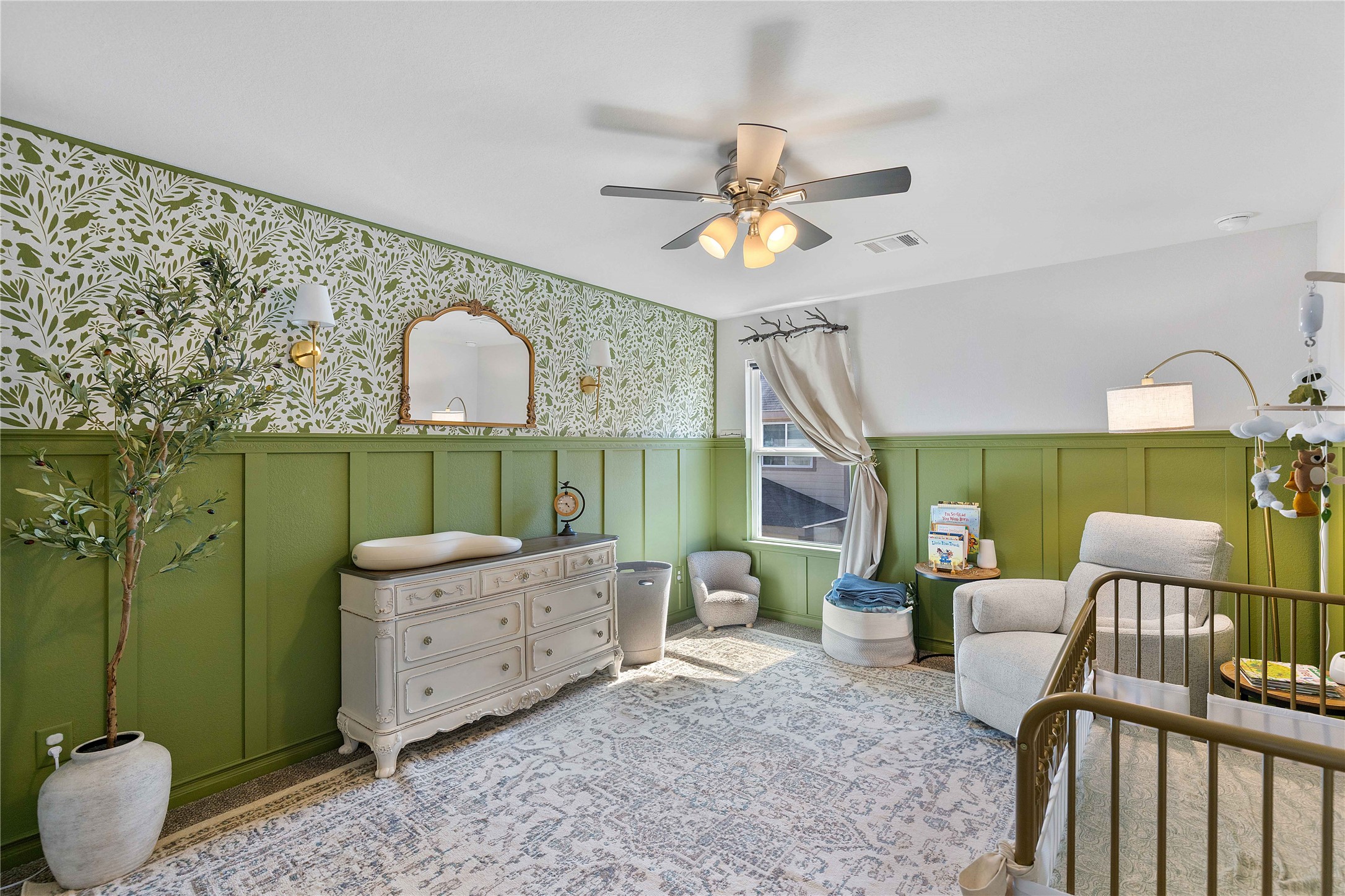18623 Jerrara Stream Lane Katy, TX 77449 - Photo 14 of 46 This children's bedroom has bold, gender neutral walls and custom wainscoting. This room is neutral enough to work for an office, kid's room, or a guest room.