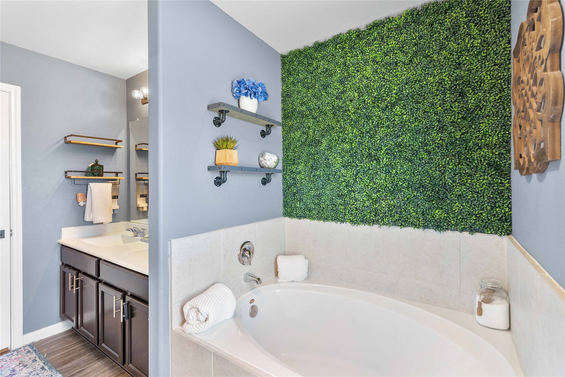 18623 Jerrara Stream Lane Katy, TX 77449 - Photo 24 of 46 Unwind in this oversized garden tub already decorated with a statement wall to set the spa day scene.