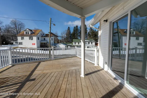 a view of a wooden deck