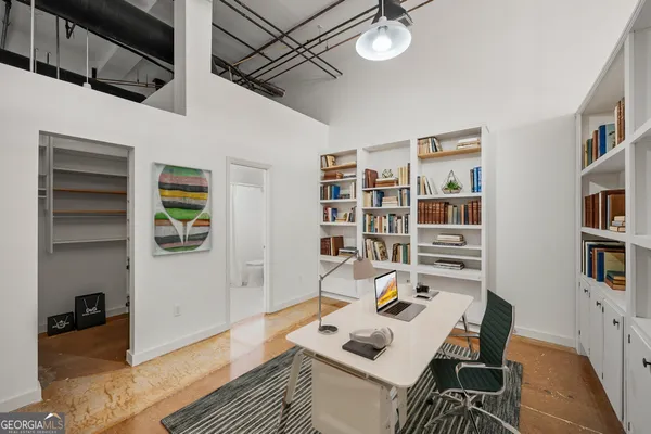 a view of an empty walk in closet