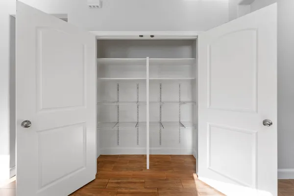 a view of wooden door