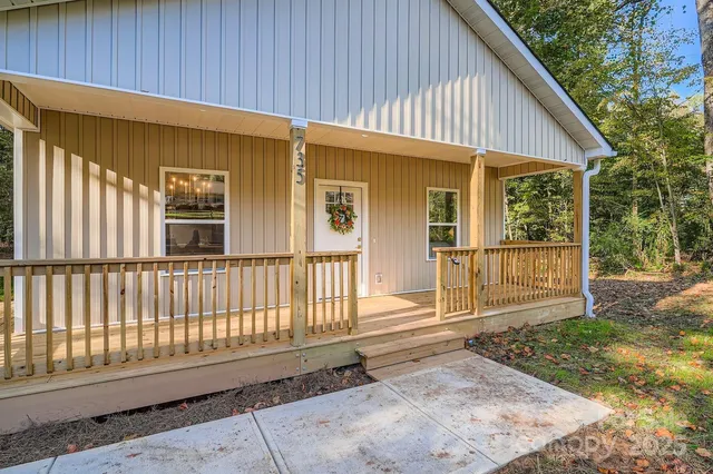 a porch with seating space