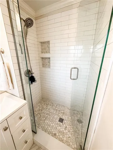 a bathroom with a shower