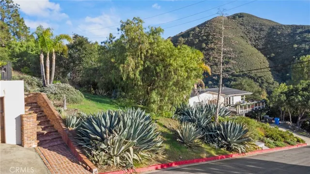 a view of a yard in front of a house