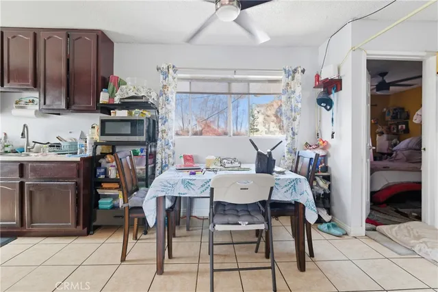 a view of kitchen with dining area