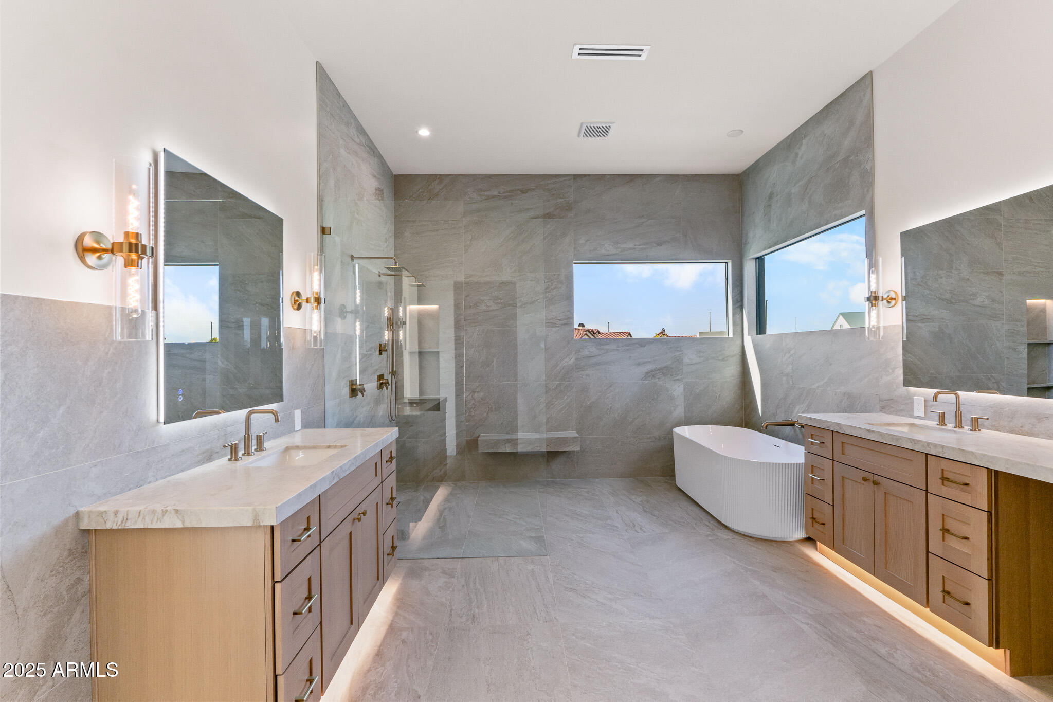 6260 South Key Biscayne Court Gilbert, AZ 85298 - Photo 29 of 68 a bathroom with a granite countertop sink a toilet a mirror and shower