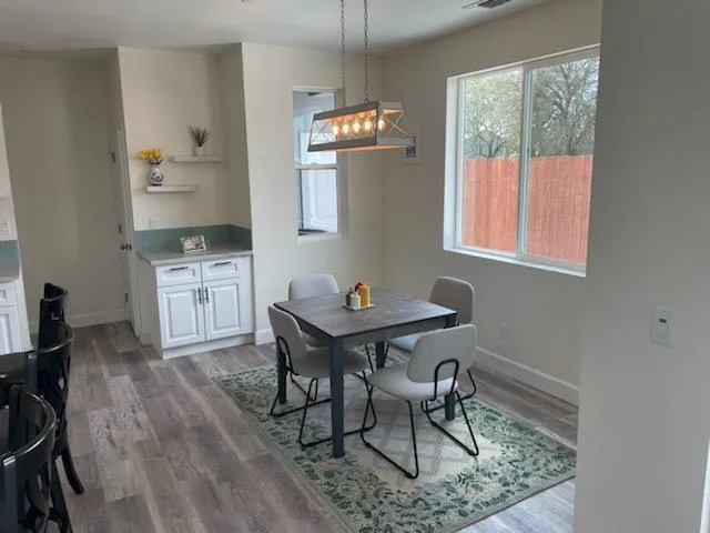 a workspace with furniture and window