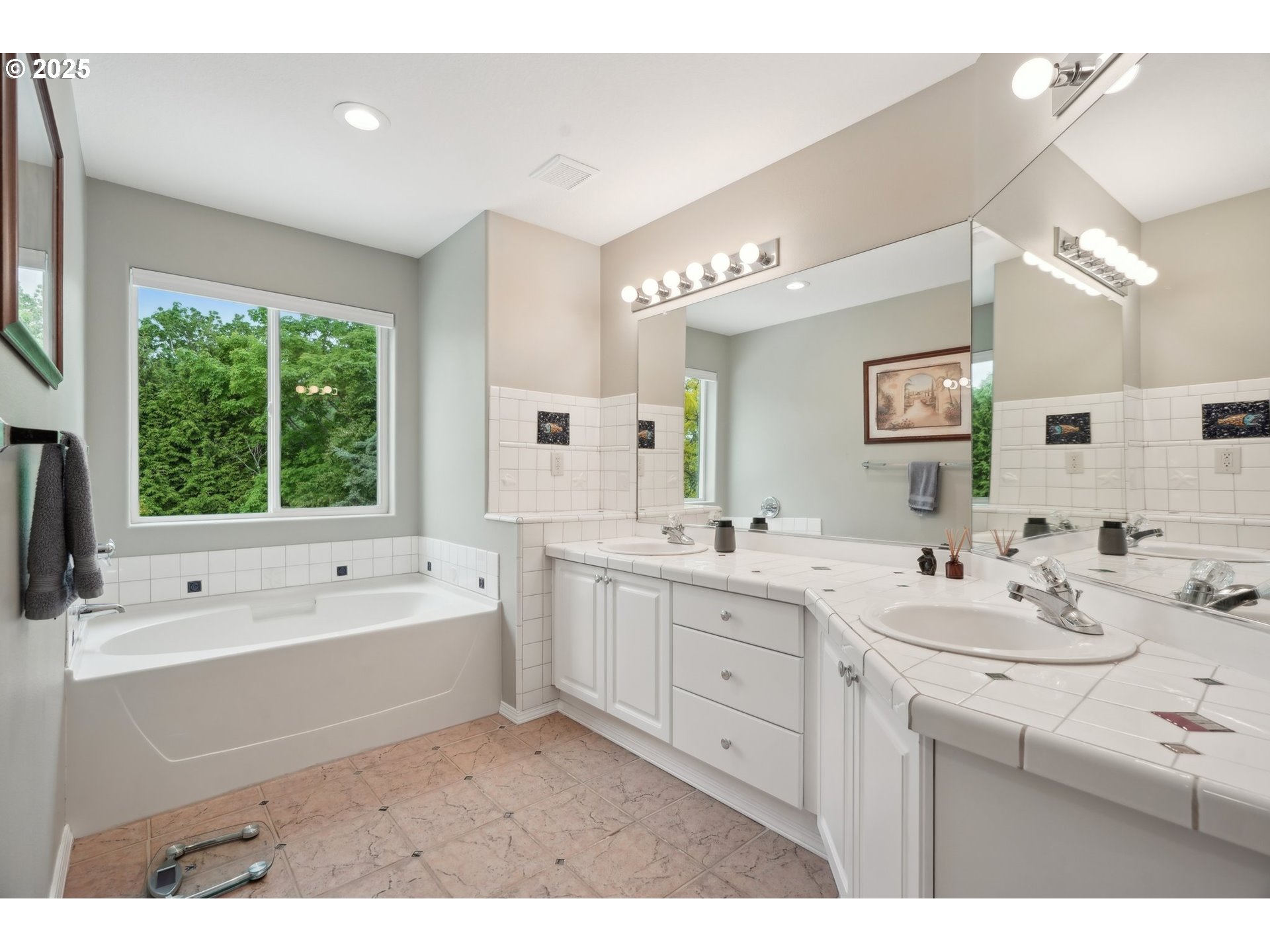 4709 Southeast Antelope Hills Gresham, OR 97080 - Photo 29 of 48 a bathroom with a sink double vanity mirror and a bathtub