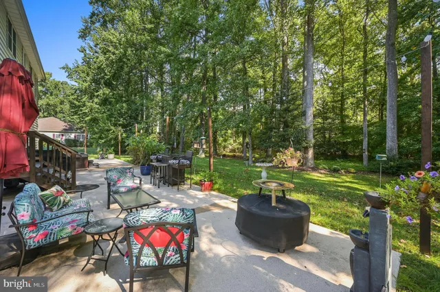 a view of an outdoor sitting area with golf course