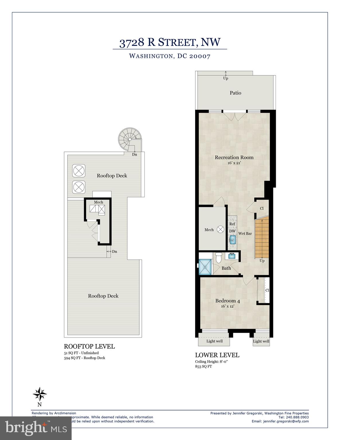 3728 R Street Northwest Washington, DC 20007 - Photo 34 of 34 Rooftop & Lower Level Floor Plan