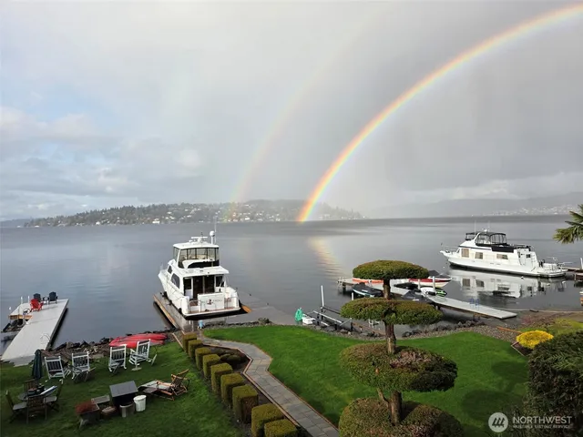 an aerial view of a house with a garden
