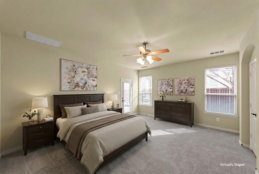 5143 Stream Crest Way Fairview, TX 75069 - Photo 15 of 35 Bedroom featuring carpet floors and ceiling fan