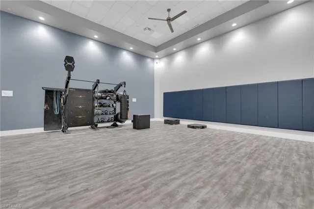 a view of a city with lawn chairs