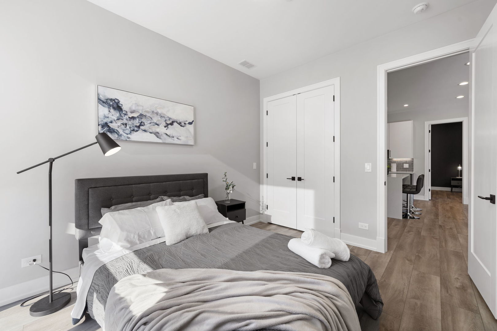 1606 South Ashland Avenue, Unit 401 Chicago, IL 60608 - Photo 16 of 25 a bedroom with a bed and a view of bedroom