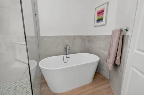 a workspace with furniture and a window