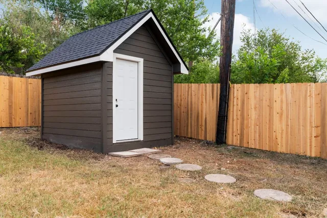 a view of wooden house