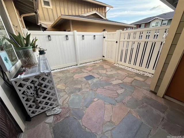 a view of an entryway with wooden walls