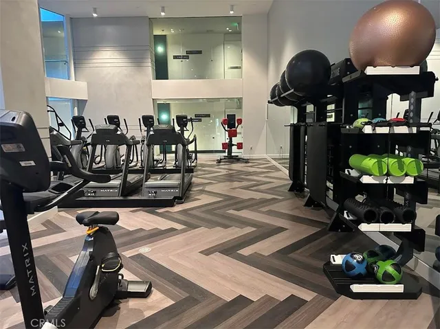 a view of a room with gym equipment
