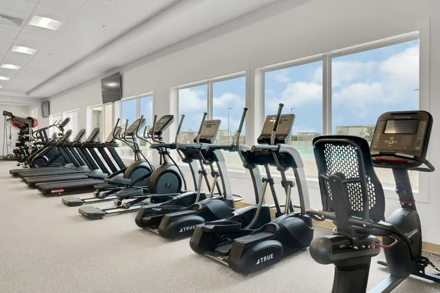 a view of a room with gym equipment