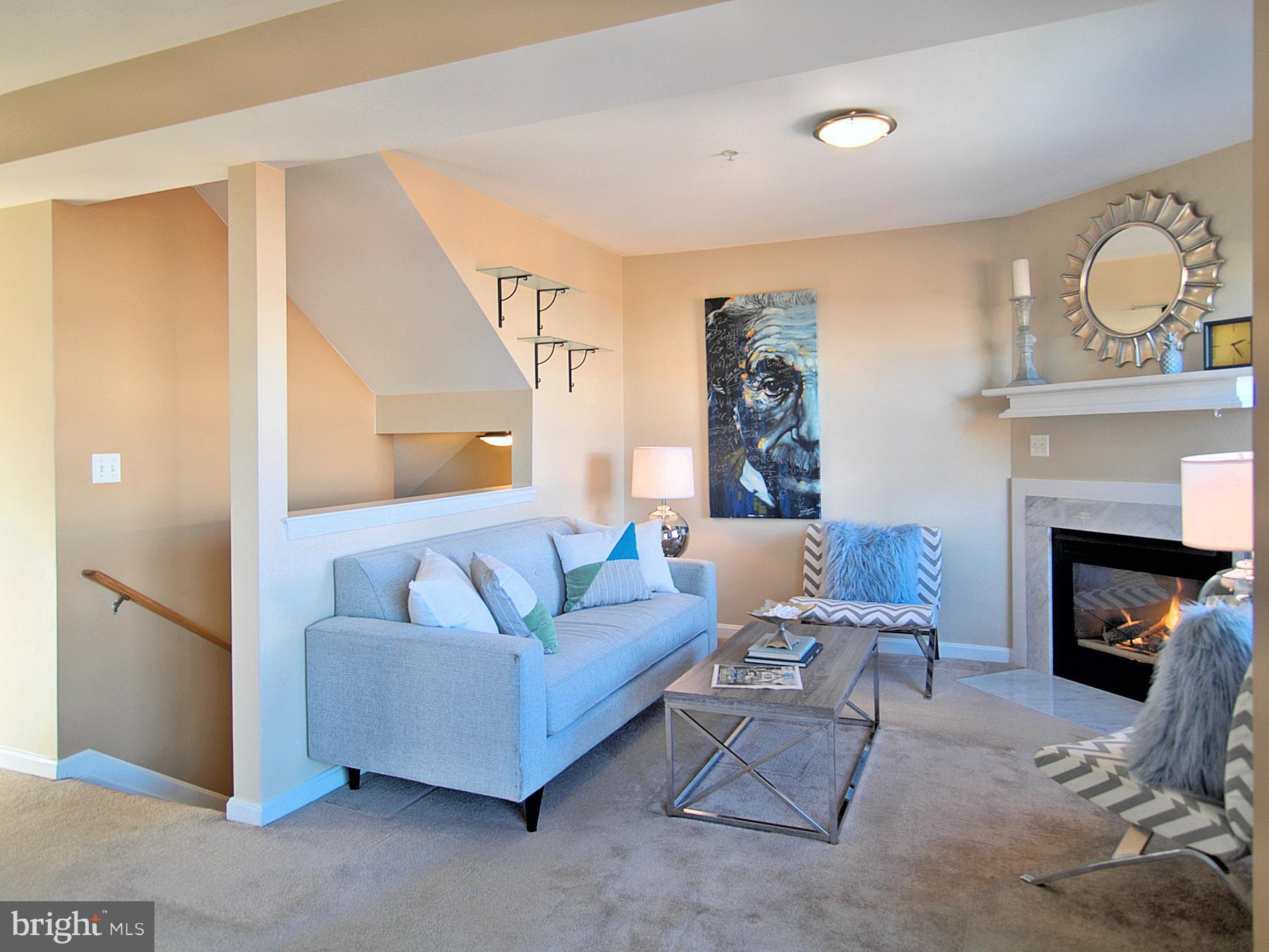 6827 4th Street Northwest, Unit 304 Washington, DC 20012 - Photo 3 of 23 a living room with furniture and a fireplace