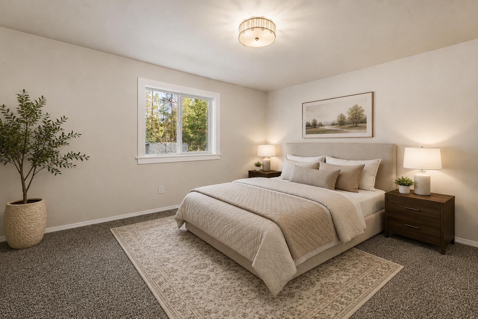 16050 Dick Road La Pine, OR 97739 - Photo 30 of 59 a bedroom with a bed and a potted plant