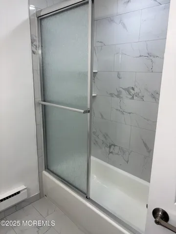 a bathroom with a bathtub