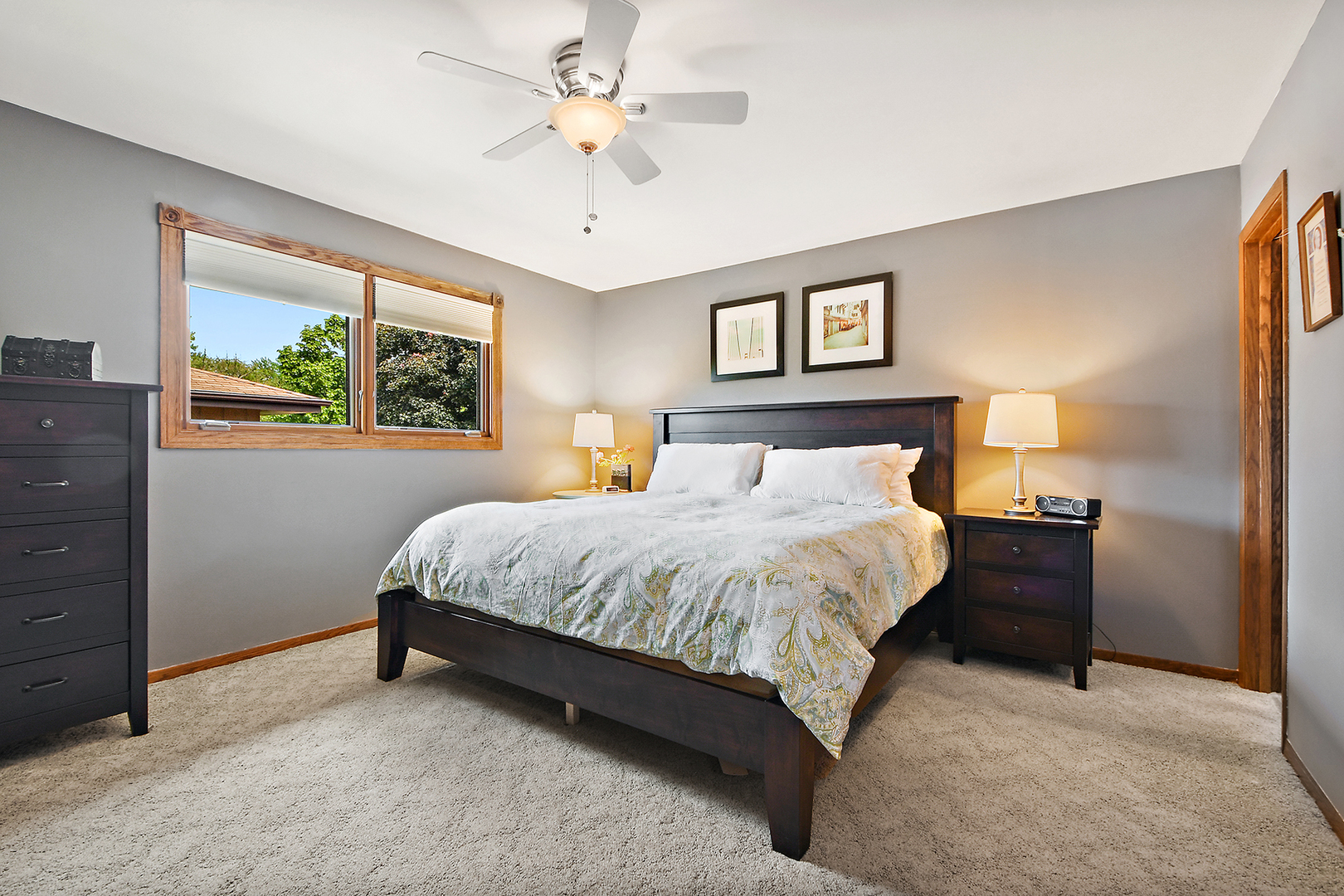 10918 3rd Street Mokena, IL 60448 - Photo 28 of 40 a spacious bedroom with a bed and a chandelier