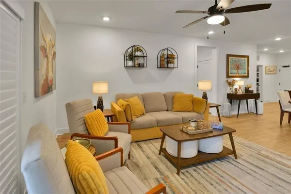 a living room with furniture