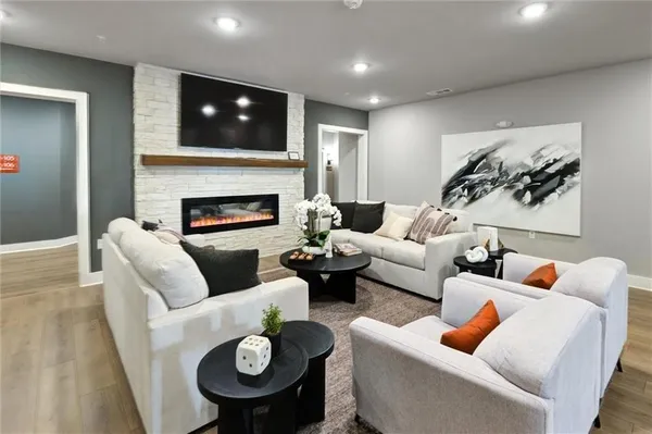 a view of a patio with table and chairs and potted plants