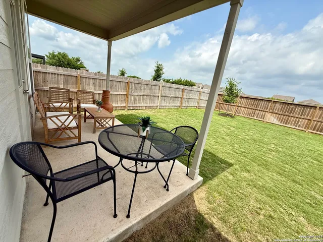 a view of an outdoor space with seating area