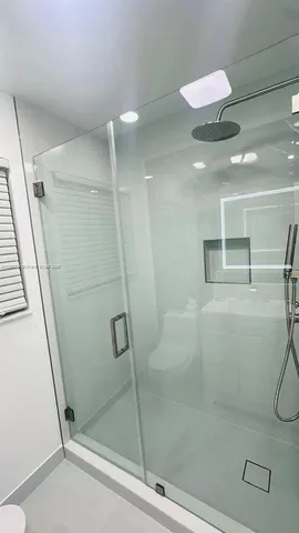 a bathroom with a shower