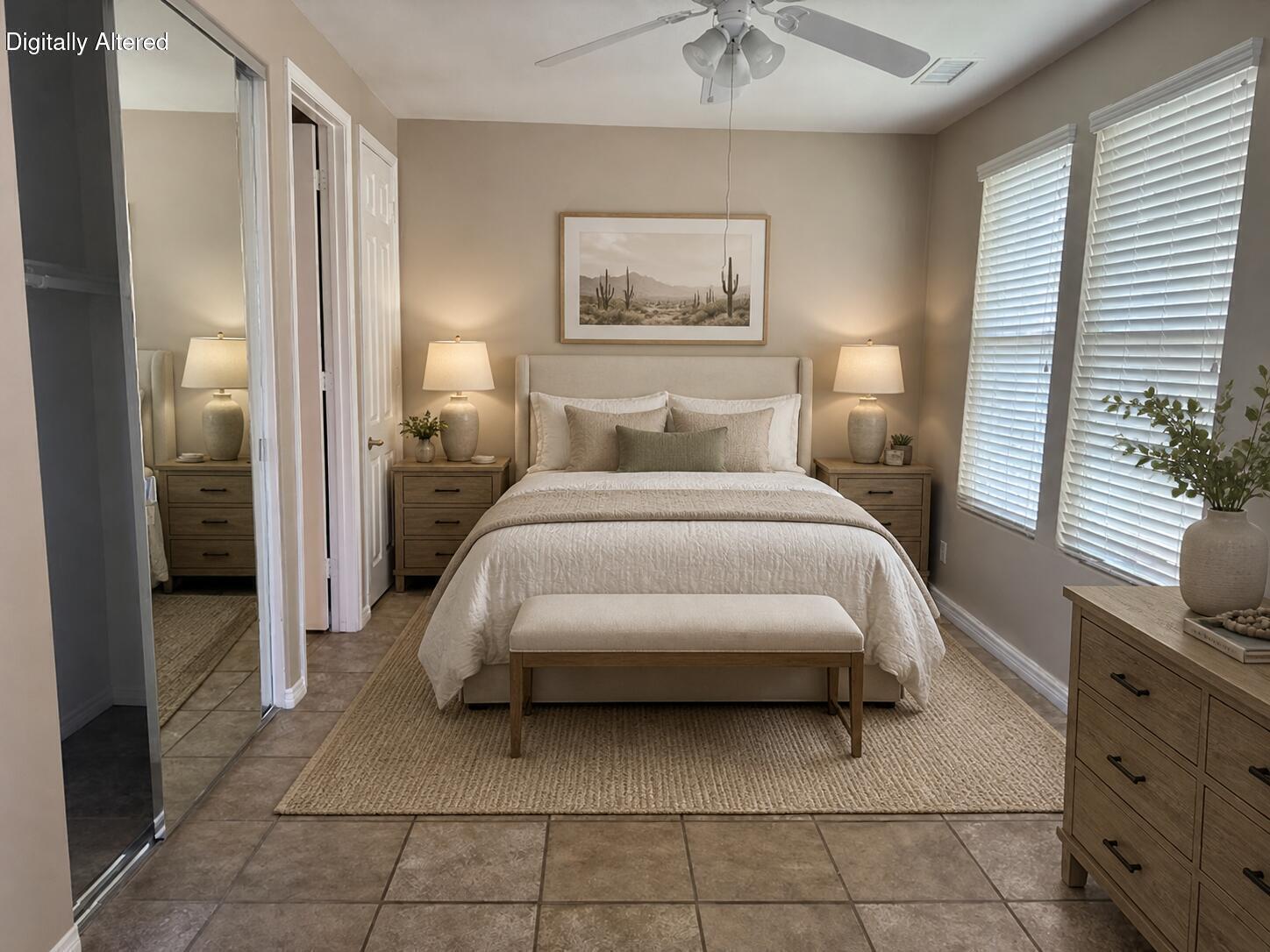 59 Shoreline Drive Rancho Mirage, CA 92270 - Photo 7 of 56 a bedroom with a bed and a chandelier