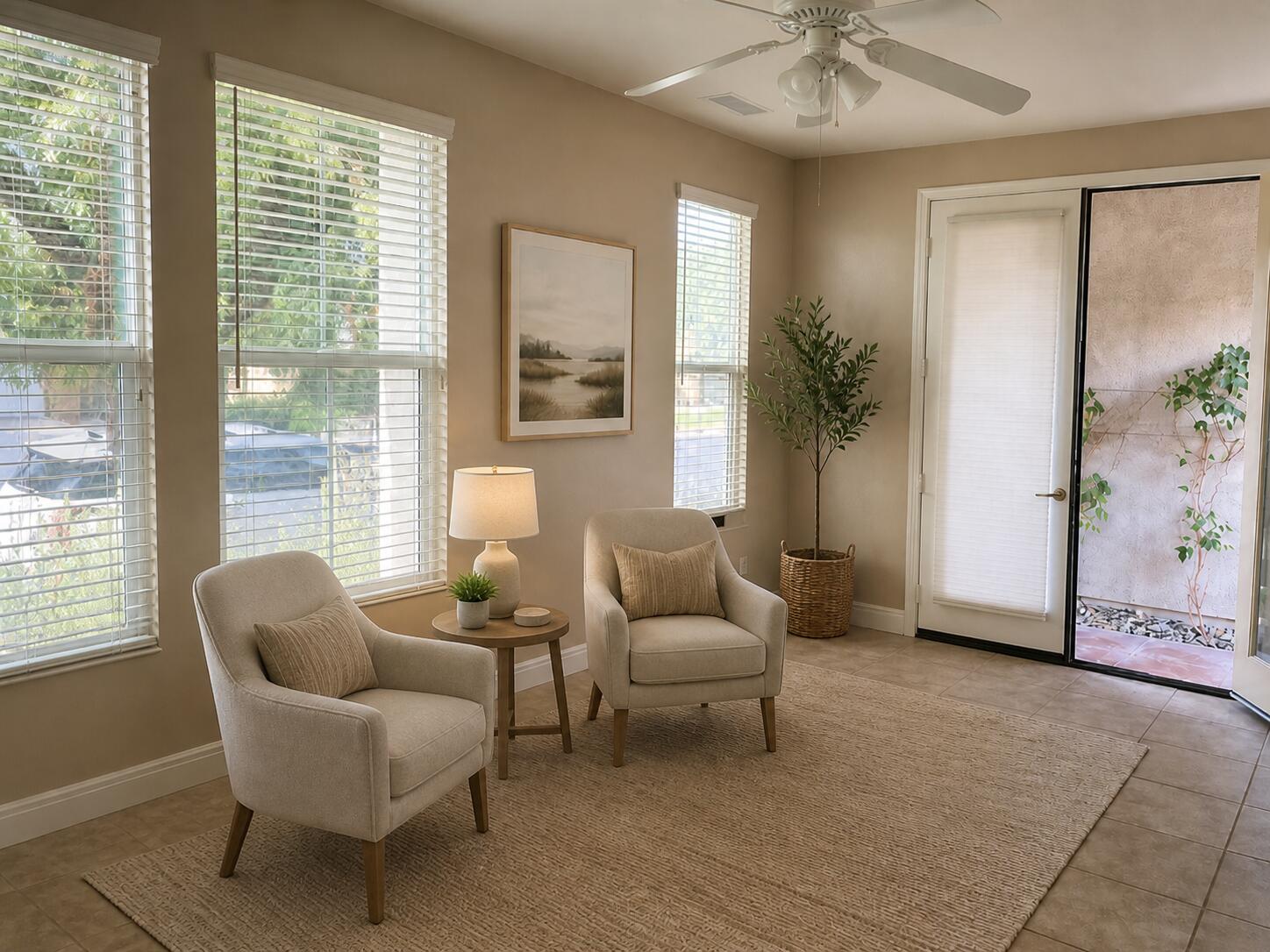 59 Shoreline Drive Rancho Mirage, CA 92270 - Photo 9 of 56 a living room with furniture and a large window